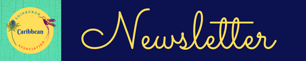 Blue banner with yellow text, reads 'Newsletter'